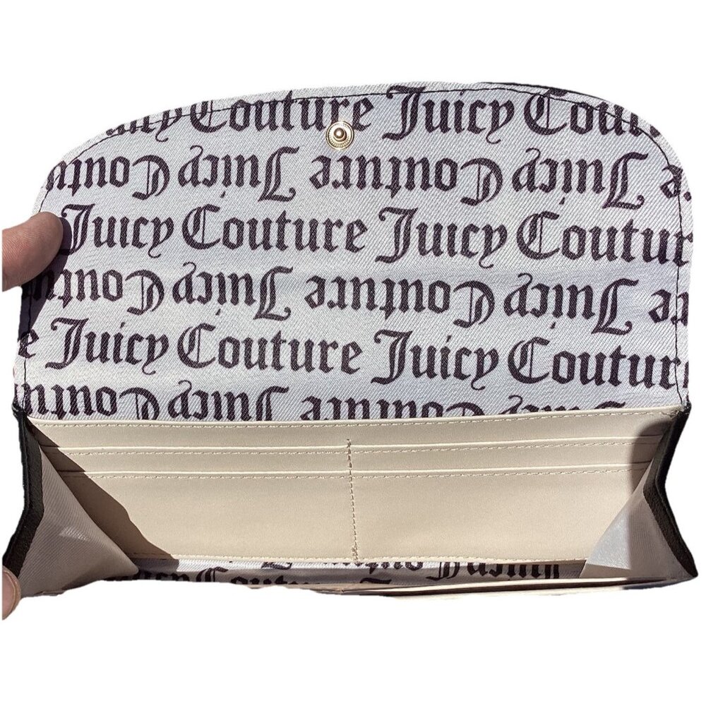 Juicy Couture Liquorice Precious Moments Single Gusset Flap Clutch Wallet Heart - Picture 7 of 7